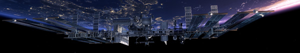 Wide shot of the international space station and the earth as the background