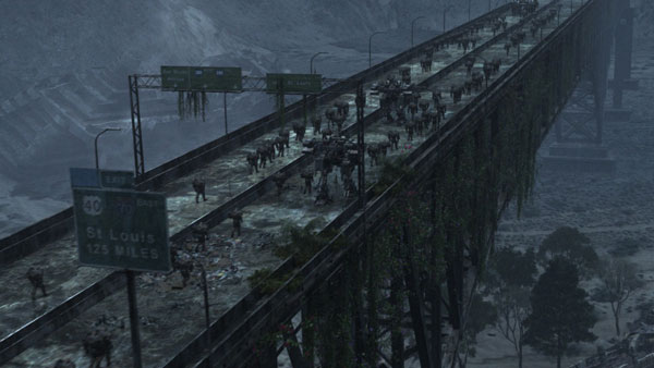 Volge troops cross the bridge